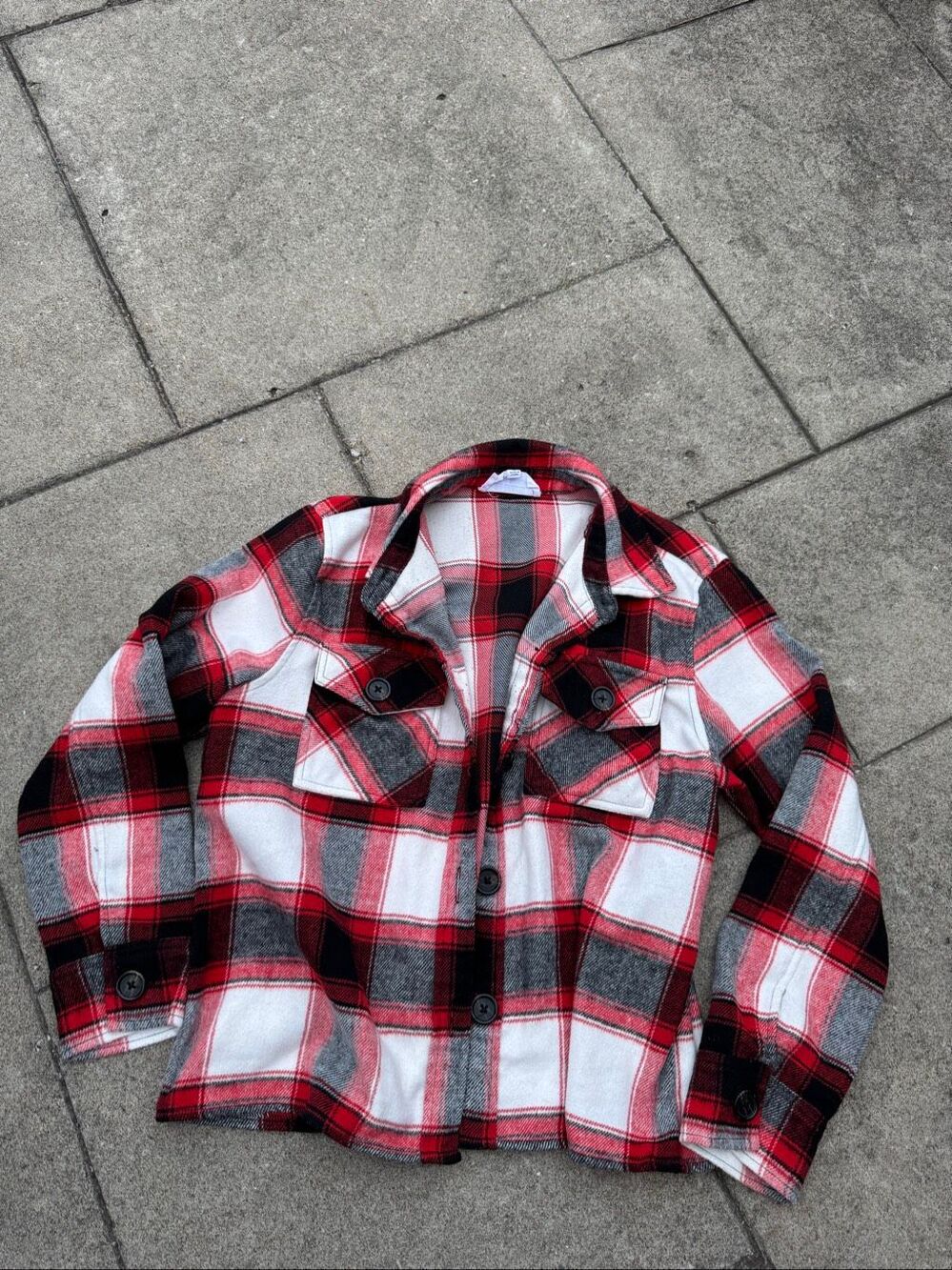 BB Dakota Steve Madden Plaid Shacket Jacket Red Black White Women’s Large
